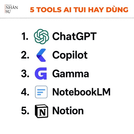 <div>5 Tools AI m&agrave; tui - một chuy&ecirc;n vi&ecirc;n Nh&acirc;n Sự sử dụng mỗi ng&agrave;y!</div>